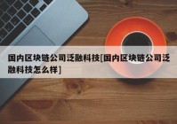 国内区块链公司泛融科技[国内区块链公司泛融科技怎么样]